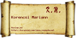 Korencsi Mariann névjegykártya