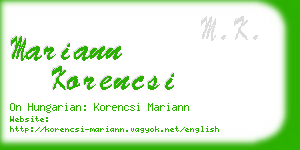 mariann korencsi business card